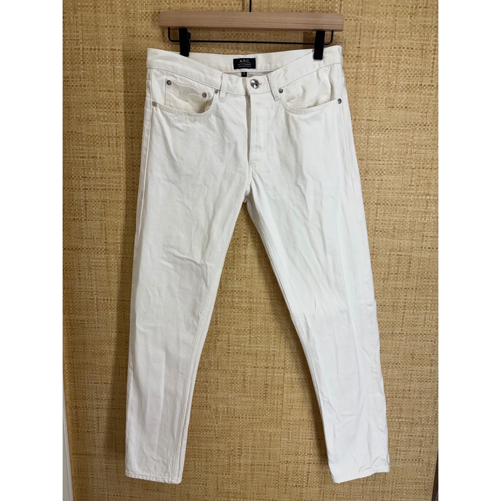 A.P.C. Petit Standard Slim Straight Jeans Mens 29 White Cotton Denim Jean Droit